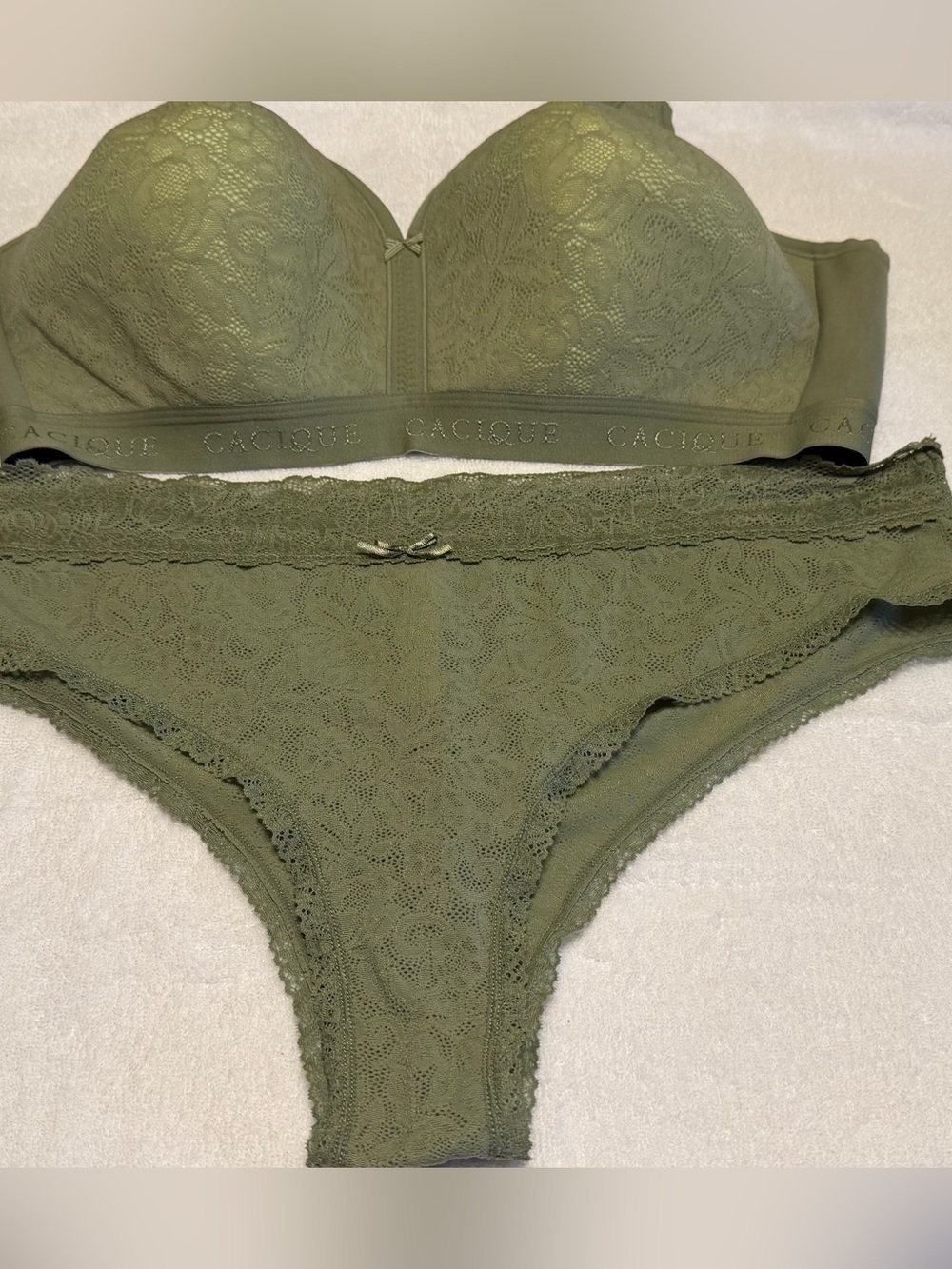 Cacique Lace Cotton No Wire Bra & Panty Set 42D 14/16